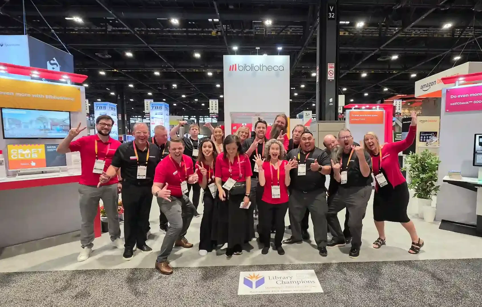The Bibliotheca team gathers at Booth 1818 during ALA 2026 in Chicago