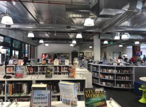 Bookshelves in Venture library