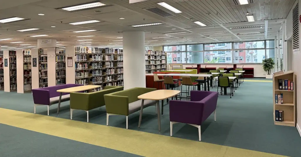 Students studying in a reading area at HKMU Library