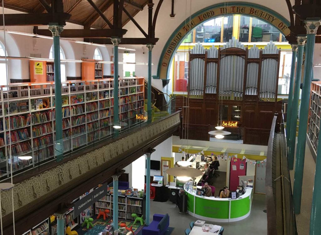 Inside shot of the Bargoed library Wales 2
