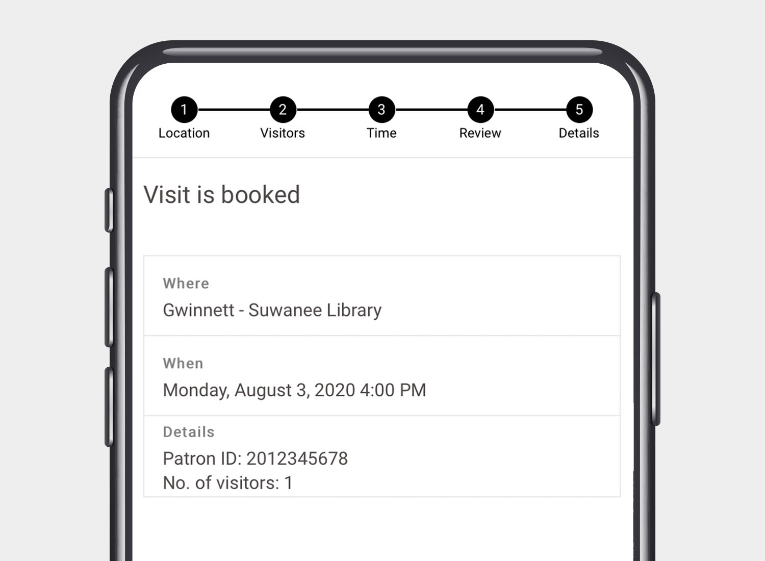 Library reservation confirmation