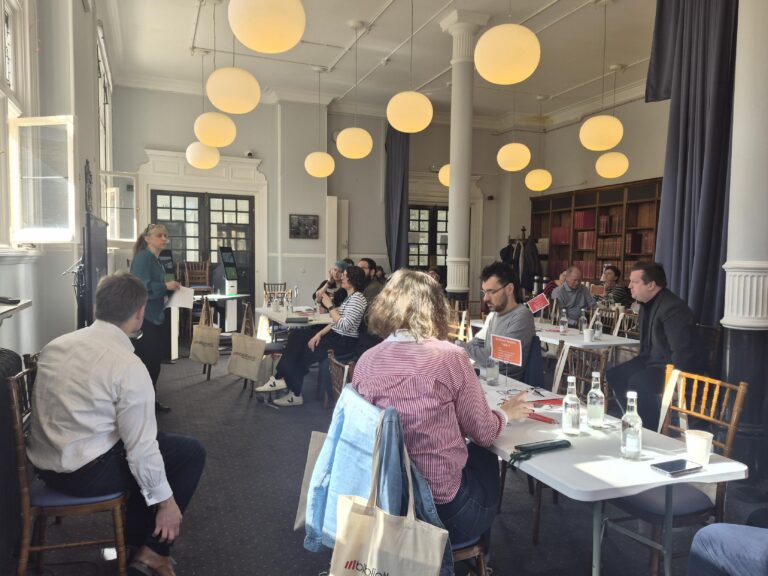 Library professionals collaborating and sharing ideas during the Idea Lab session at the London/South Roadshow, Mayfair Library.