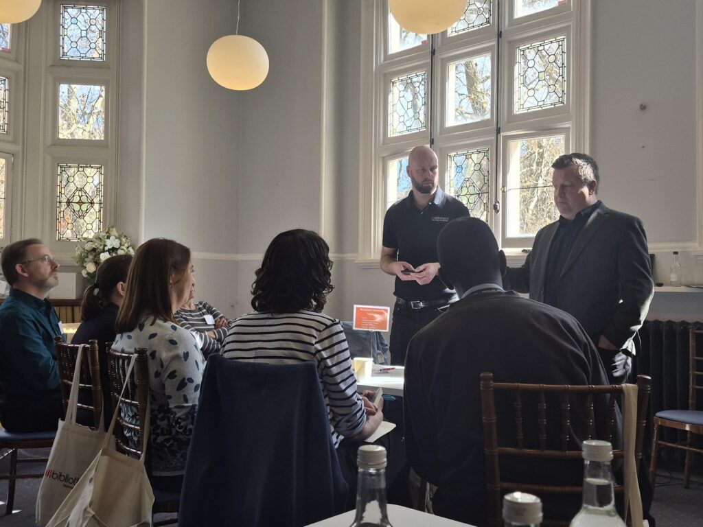 Library professionals participating in the Open+ customer experience session at the London/South Roadshow, Mayfair Library, exploring extended library hours.