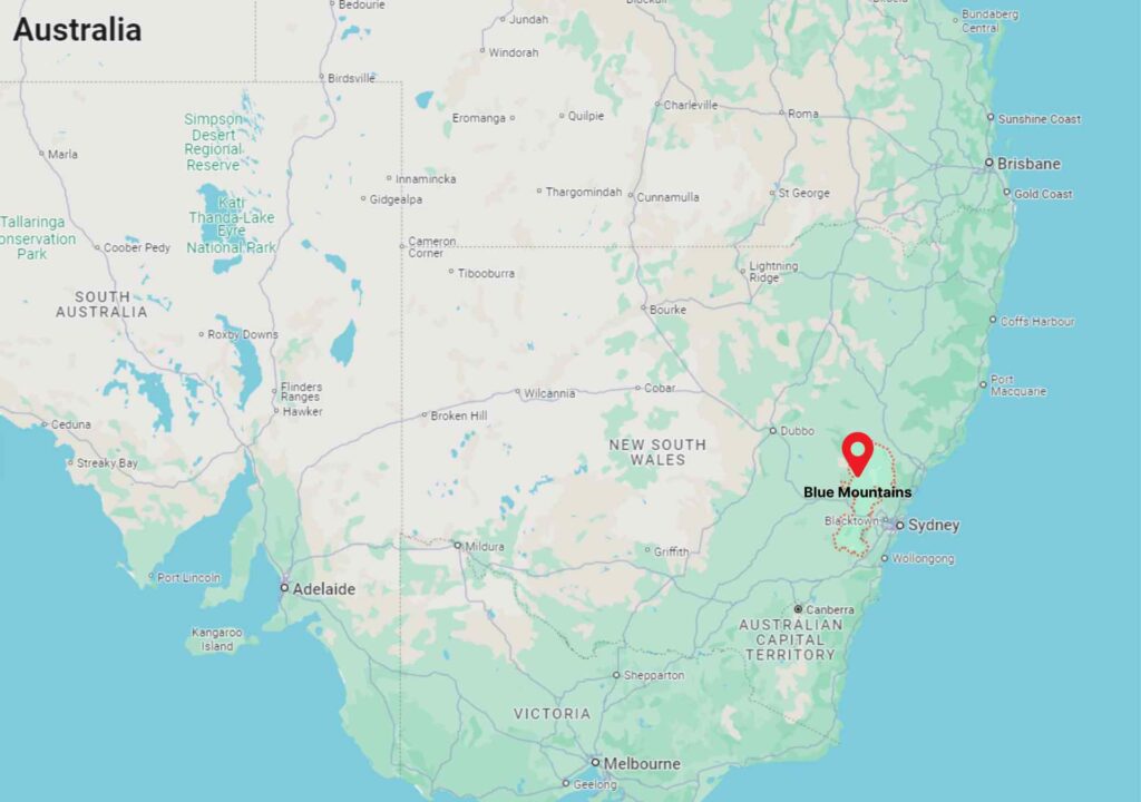 Access abounds in Australia: <br>Blue Mountains Library 3 Map of southeastern Australia, showing the location of the Blue Mountains near Sydney.