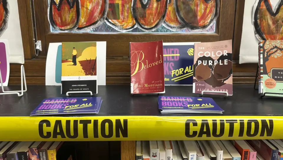 Bree Public Library Pioneers open+ Access, Expands Hours by 180% 2 Banned Books Week display at the Mott Haven branch of the New York Public Library featuring challenged titles.