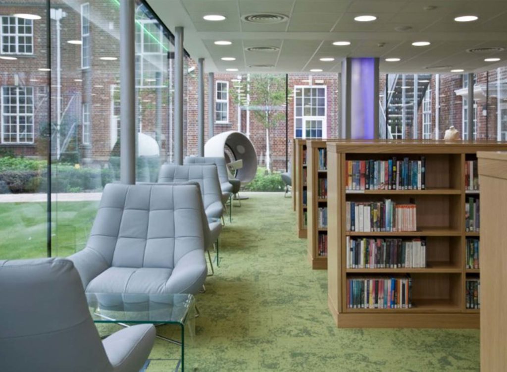 Seating area in Headington School Library