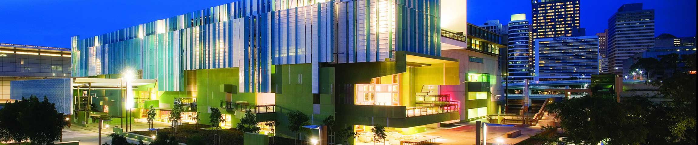 State Library of Queensland: serving diverse populations with the Queensland cloudLibrary Language Collection 2 State Library Queensland building evening lighting