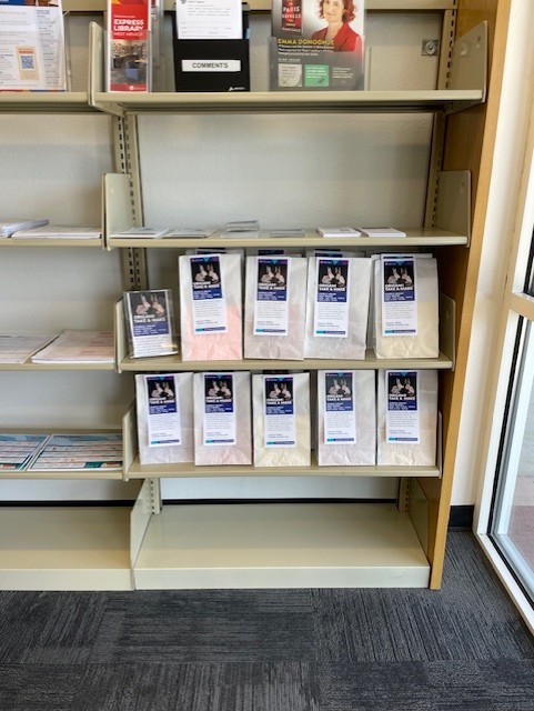 Take-and-make craft kits displayed inside Jefferson County Public Library Express Library