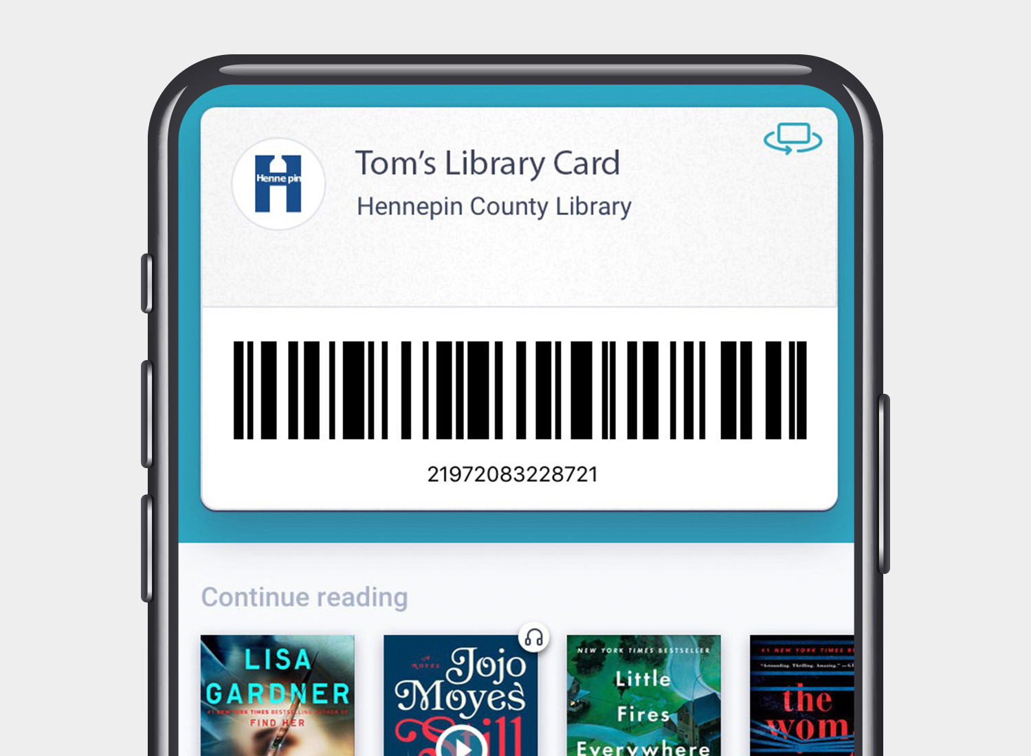 Emprunt en libre-service 8 Virtual library card in smartphone app