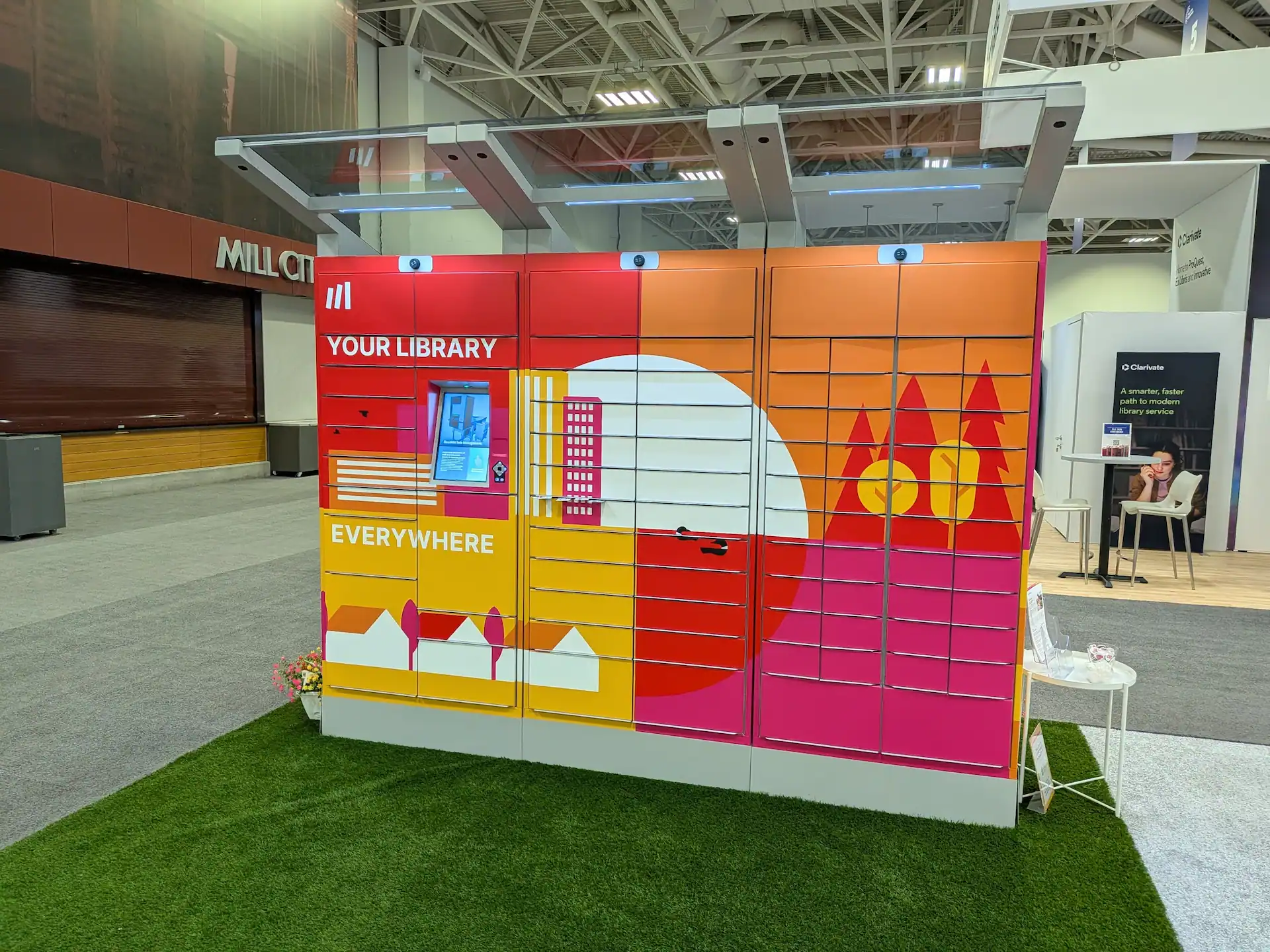 remoteLocker+ holds pickup locker installed outside a library with integrated touchscreen interface