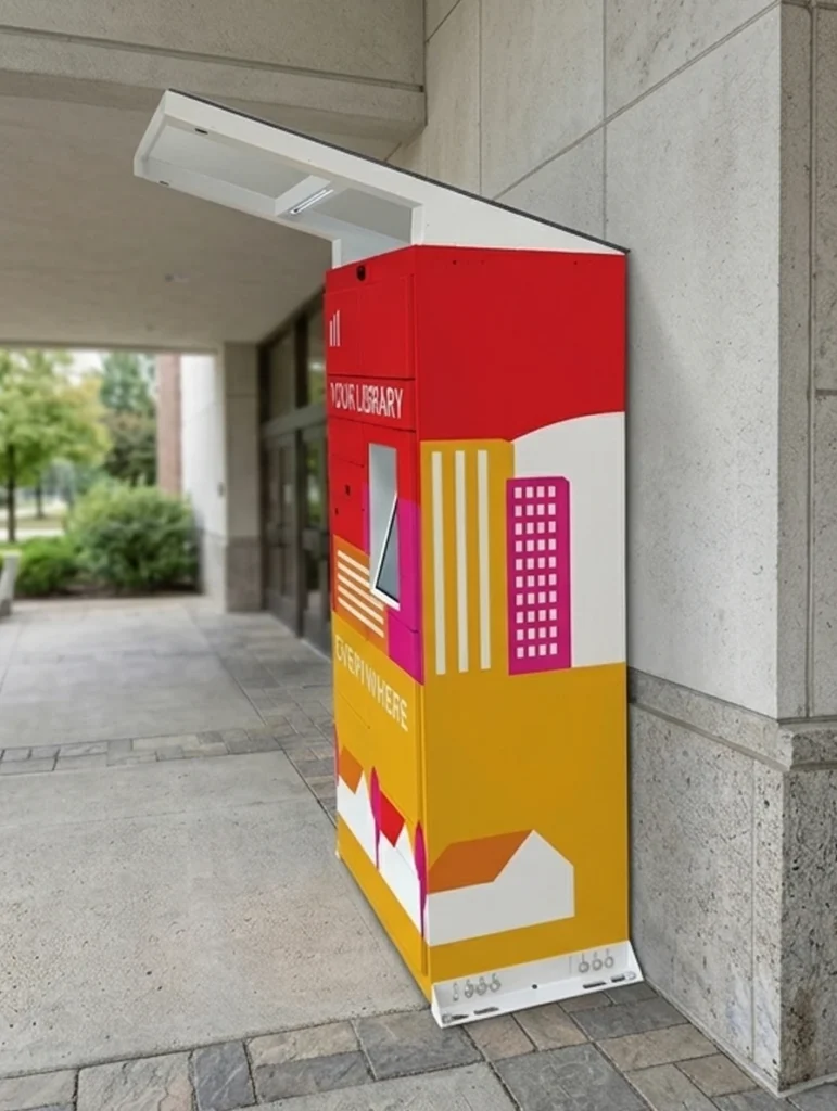 remoteLocker+ 預約取書置物櫃安裝於圖書館外，配備整合式觸控螢幕介面