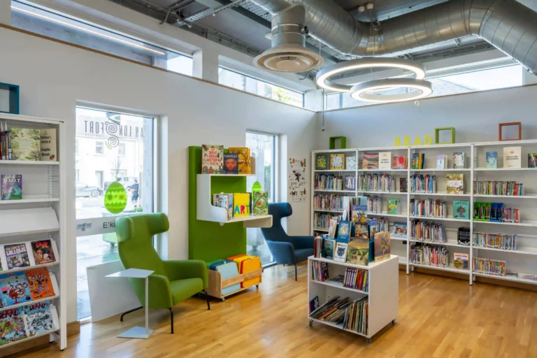 Extending Access, Strengthening Community: The Edgeworthstown Library Story 4 Community area inside Edgeworthstown Library featuring flexible seating and open spaces for events, learning and local activities.